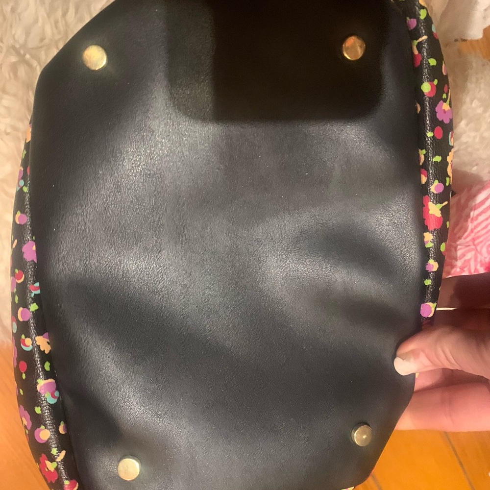 Betsey Johnson Black Floral Studded Bow Shoulder Bag - Picture 7 of 9